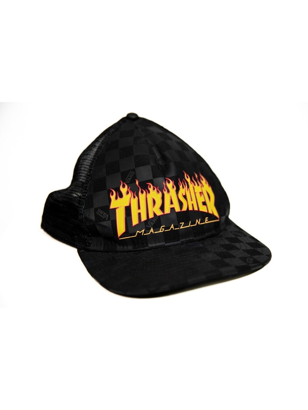 Vans x Thrasher Magazine Black Mesh Snapback Trucker Hat - Men's O/S